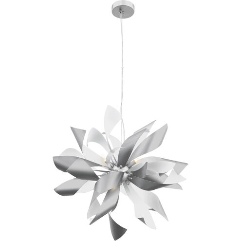 Bloom 9 Light 24 inch Silver and Matte White Chandelier Ceiling Light