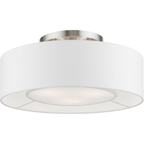 Gilmore 3 Light 17 inch Brushed Nickel with Shiny White Accents Semi-Flush Ceiling Light