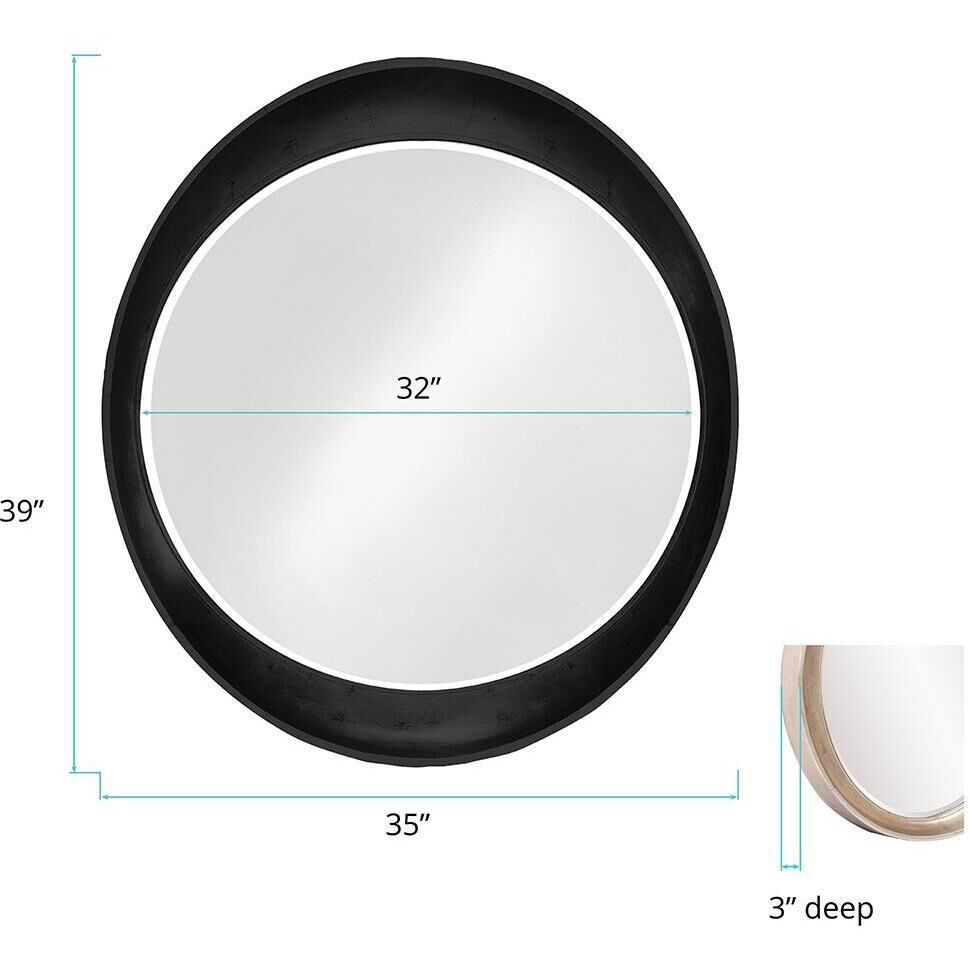 Ellipse 39 X 35 inch Glossy Black Wall Mirror