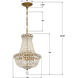 Roslyn 5 Light 12 inch Aged Brass Mini Chandelier Ceiling Light
