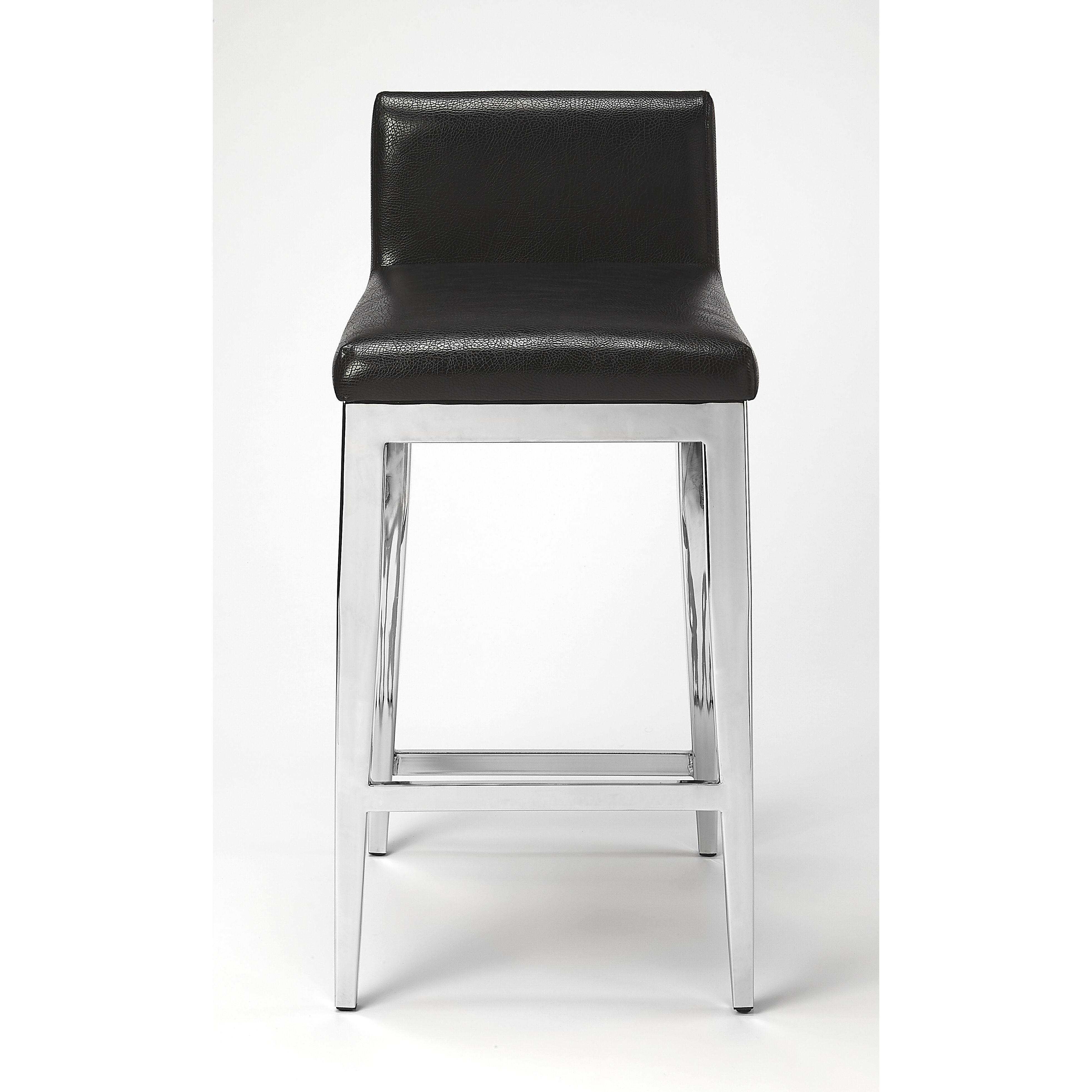 Butler Loft Kelsey Stainless Steel Faux Leather 32 inch Black Barstool