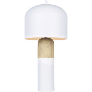 Caleb 19 inch 60.00 watt Matte White & Wood Table Lamp Portable Light