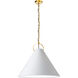 Princeton 1 Light 24 inch Aged Brass Pendant Ceiling Light in White