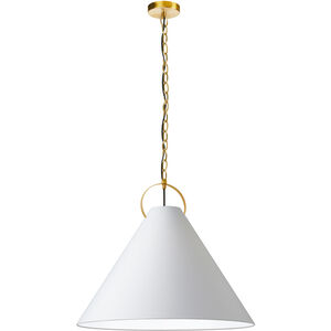 Princeton 1 Light 24 inch Aged Brass Pendant Ceiling Light in White