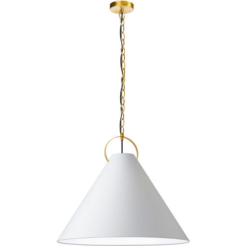 Princeton 1 Light 24 inch Aged Brass Pendant Ceiling Light in White