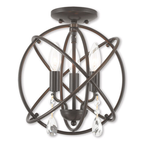 Aria 3 Light 12 inch English Bronze Convertible Mini Chandelier/Ceiling Mount Ceiling Light