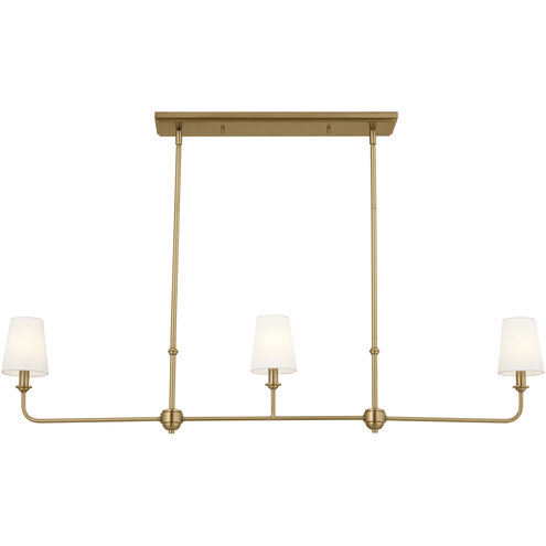 Pallas 3 Light 4.5 inch Brushed Natural Brass Chandelier Linear Ceiling Light