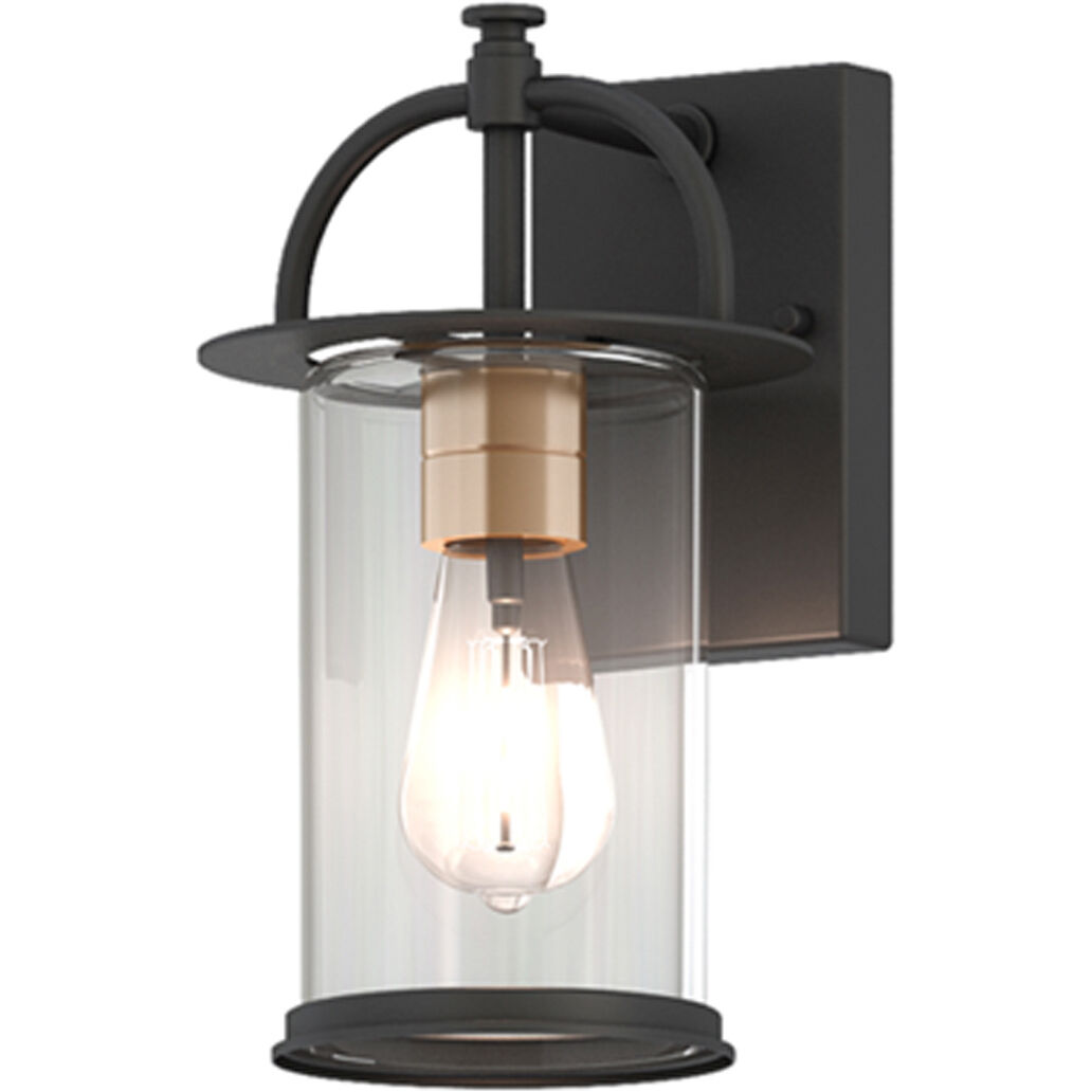 Stockwell 1 Light 12 inch Matt Black and Brass Exterior Wall Mount