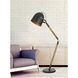 Binimi 74 inch 100 watt Matte Black and Wood Arc Floor Lamp Portable Light