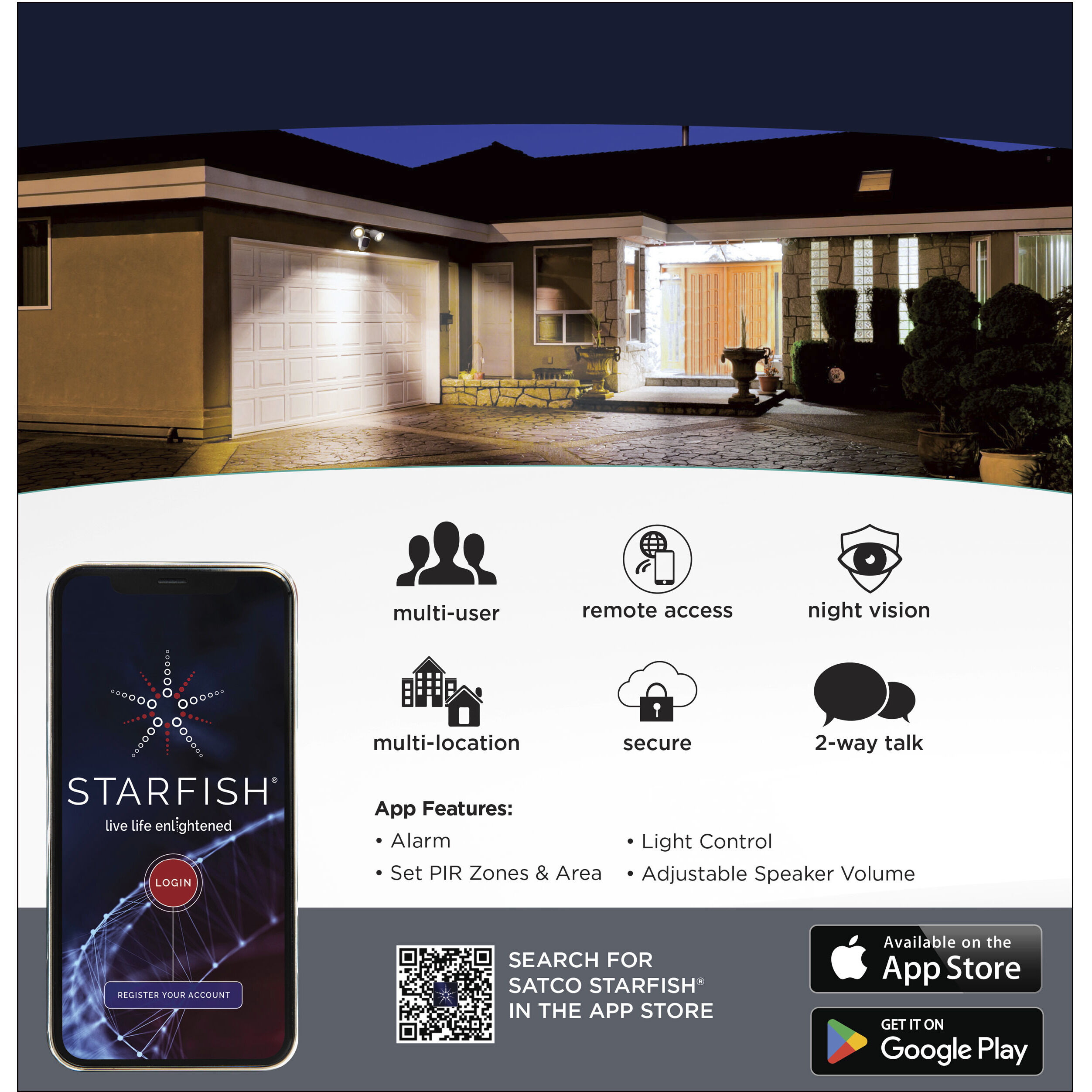 Starfish LED 8.46 inch Bronze Outdoor Security Light