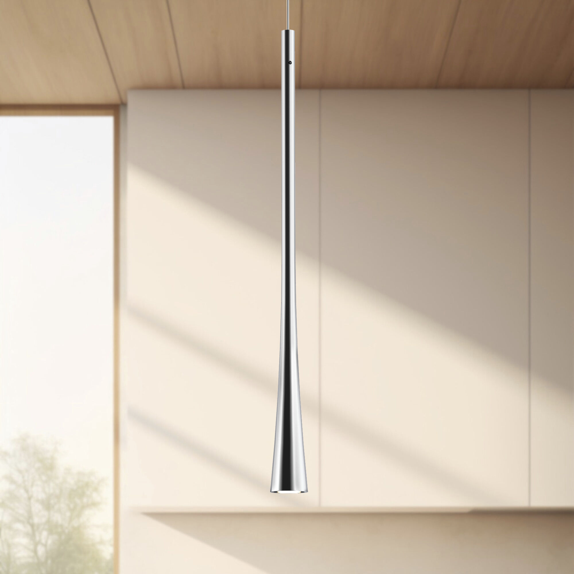 Taper Pendant Ceiling Light in Chrome