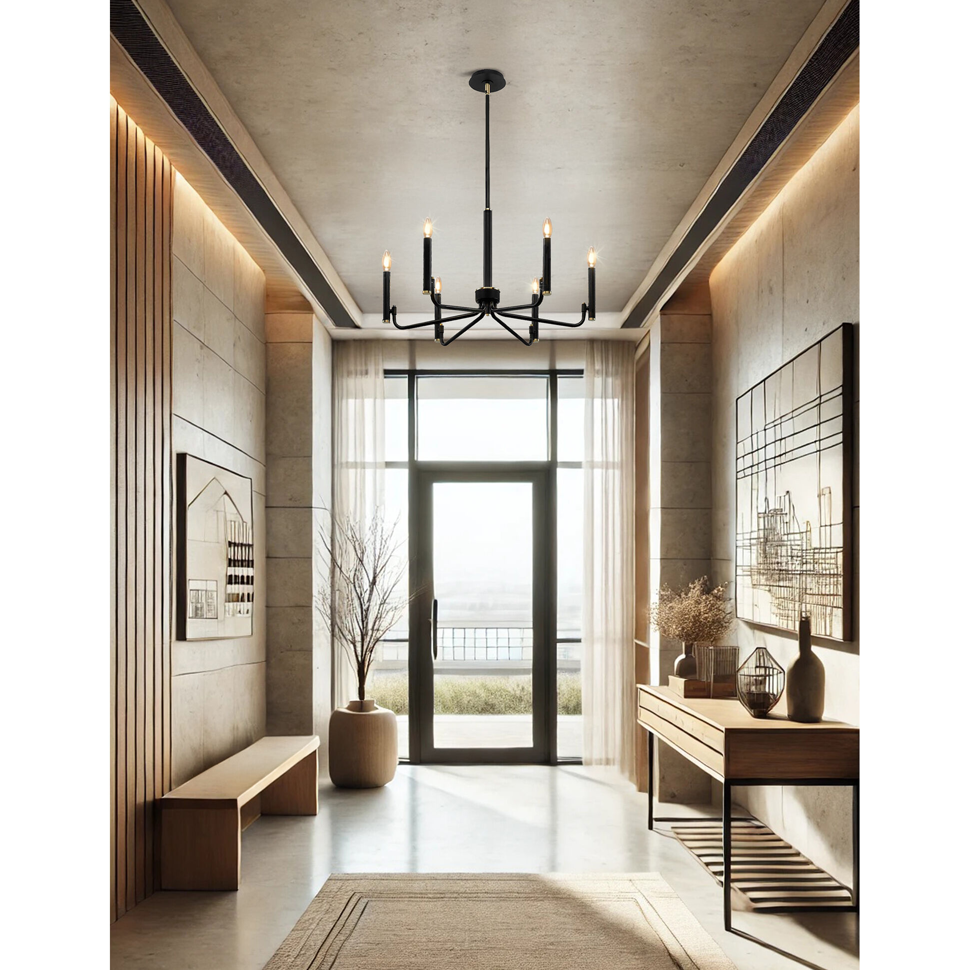 Bedford LED 24 inch Matte Black Chandelier Ceiling Light