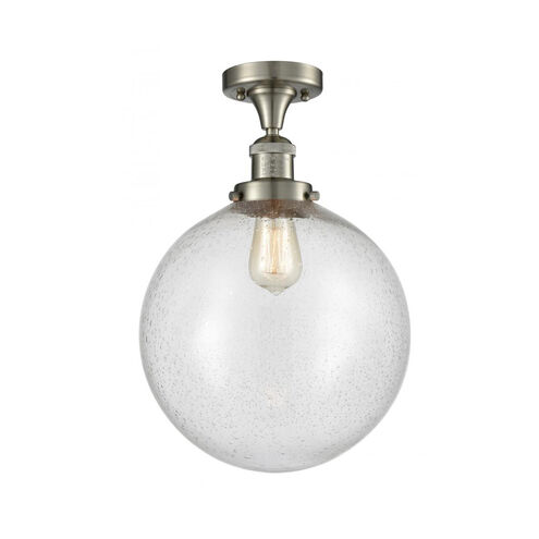 Franklin Restoration XX-Large Beacon 1 Light 12 inch Antique Brass Semi-Flush Mount Ceiling Light in Incandescent, Seedy Glass, Franklin Restoration
