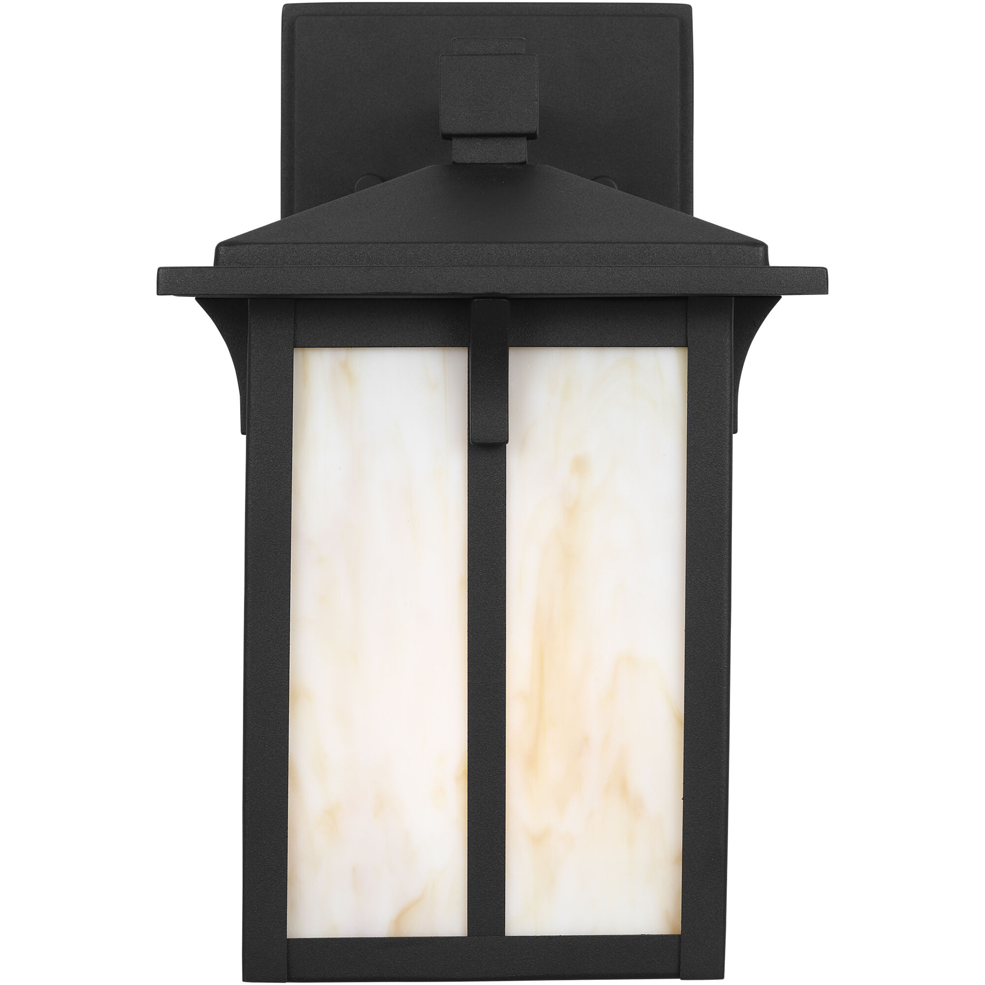 Tomek 1 Light 10.63 inch Black Outdoor Wall Lantern in Champagne Glass, Small