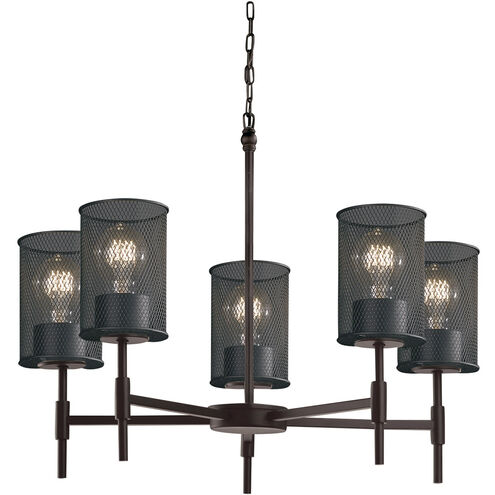 Wire Mesh 5 Light 24 inch Matte Black Chandelier Ceiling Light in Square with Flat Rim