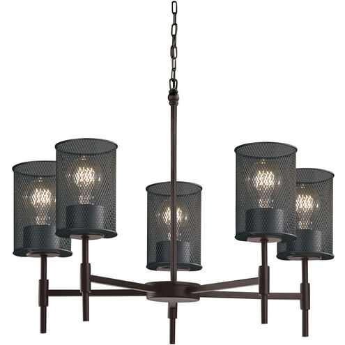 Wire Mesh 5 Light 23.5 inch Matte Black Chandelier Ceiling Light in Oval
