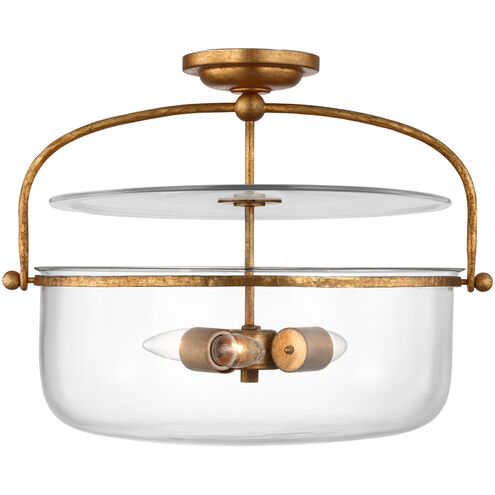 Chapman & Myers Lorford 3 Light 19.75 inch Gilded Iron Semi-Flush Lantern Ceiling Light, Medium