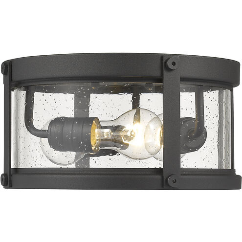 Roundhouse 3 Light 12 inch Black Outdoor Flush Mount
