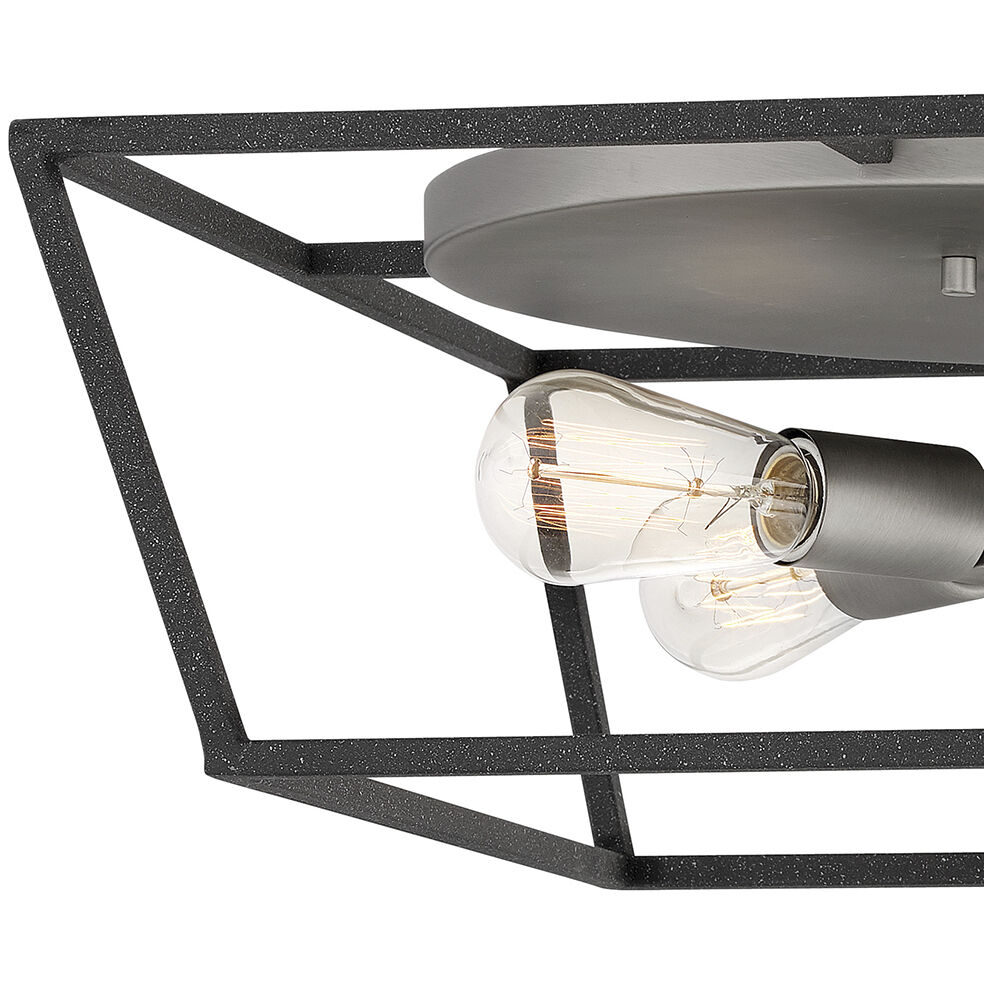 Fulton 4 Light 18 inch Aged Zinc with Antique Nickel Indoor Flush Mount Ceiling Light