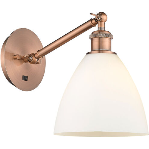 Ballston Dome LED 8 inch Antique Copper Sconce Wall Light in Matte White Glass