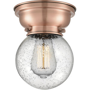 Aditi Beacon LED 6 inch Antique Copper Flush Mount Ceiling Light in Seedy Glass, Aditi