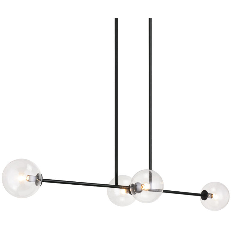 Novo 4 Light 13.25 inch Black Pendant Ceiling Light in Black and Clear