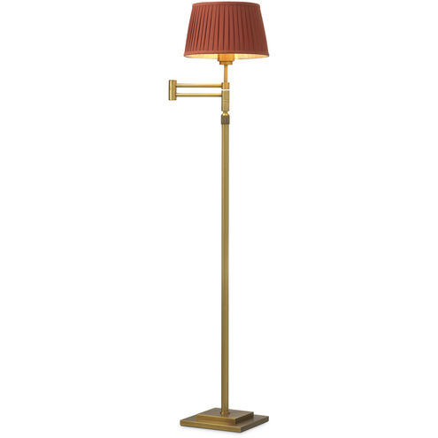 Corbin 62.4 inch 40.00 watt Antique Brass Floor Lamp Portable Light in Orange Pleated Shade