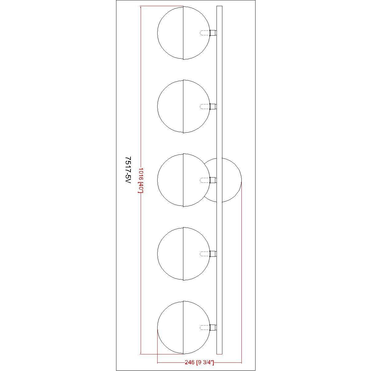 Realm Sphere 5 Light 40 inch Modern Gold Bath Vanity Wall Light