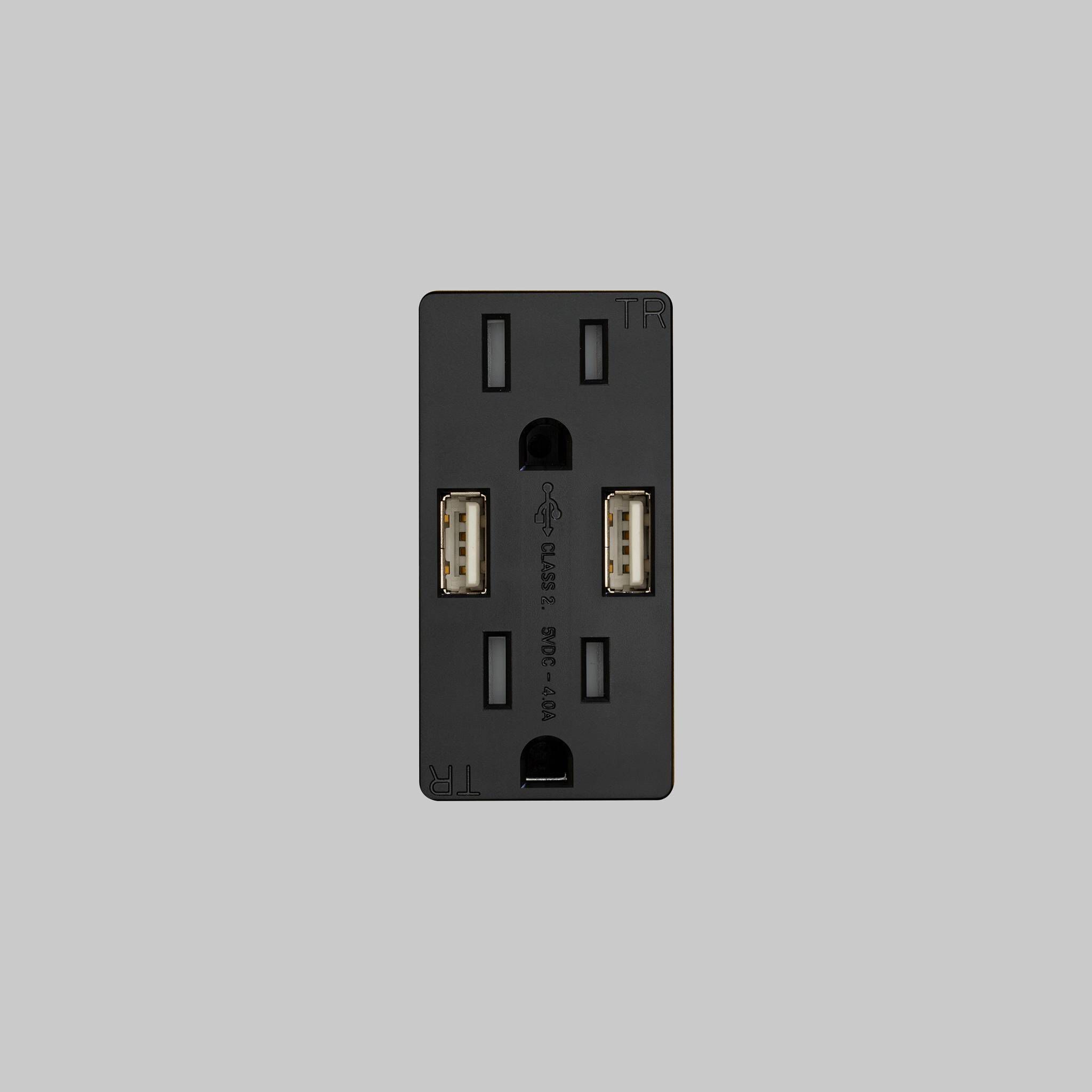 Duplex Black Outlet Module, 2 USB-A