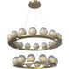 Cabochon LED Gilded Brass with Travertine Stone Chandelier Ceiling Light in Smoke, 2700K LED, Two-Tier