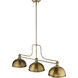 Melange 3 Light 52 inch Heritage Brass Billiard Ceiling Light in Heritage Brass Metal and Glass