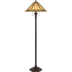 Tiffany 60 inch 100 watt Matt Black Floor Lamp Portable Light
