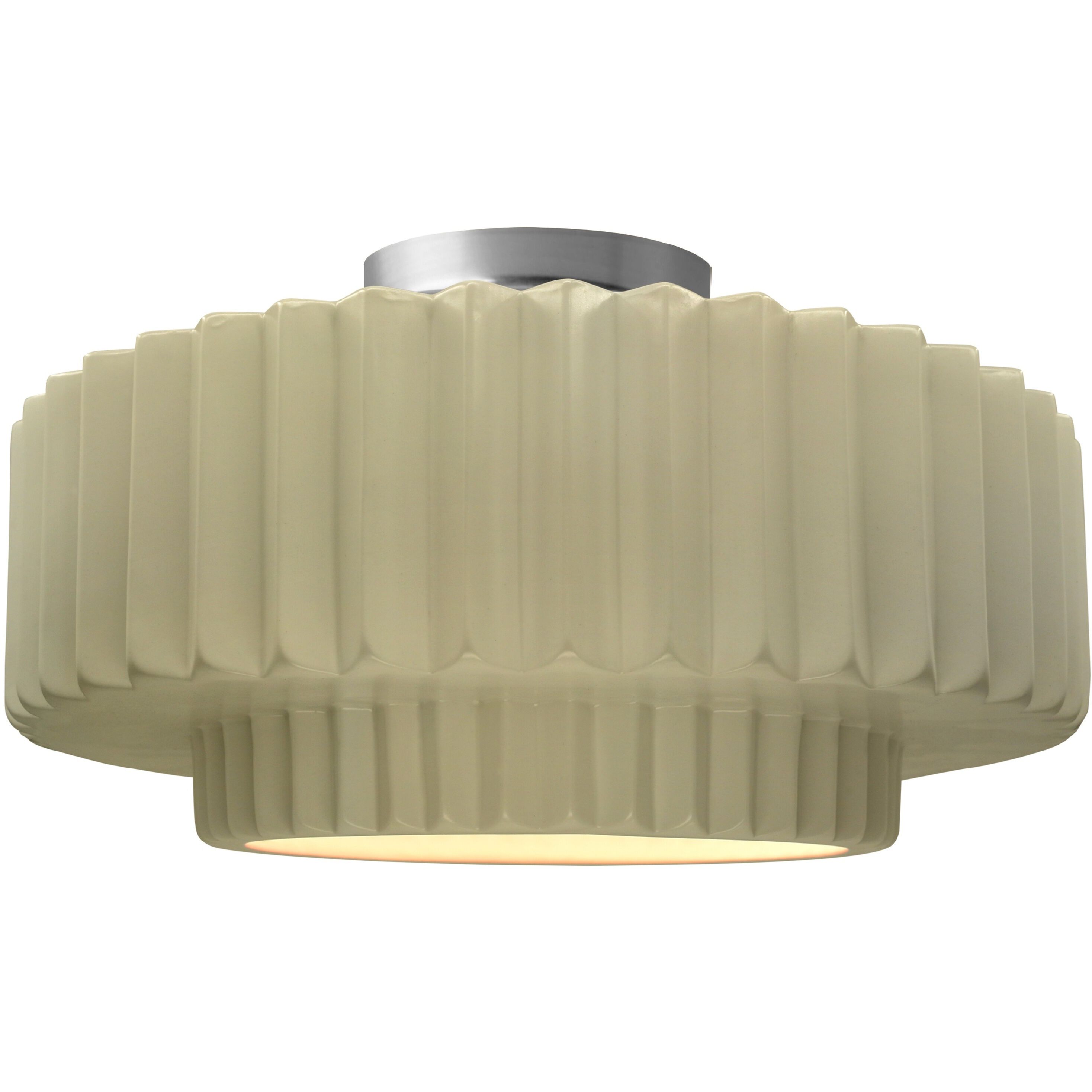 Radiance Collection - Pleated Tier 1 Light 16.5 inch Vanilla Gloss and Brushed Nickel Semi-Flush Ceiling Light in Replaceable Bulb, 16.5W x 8H, Form+Finish+Function
