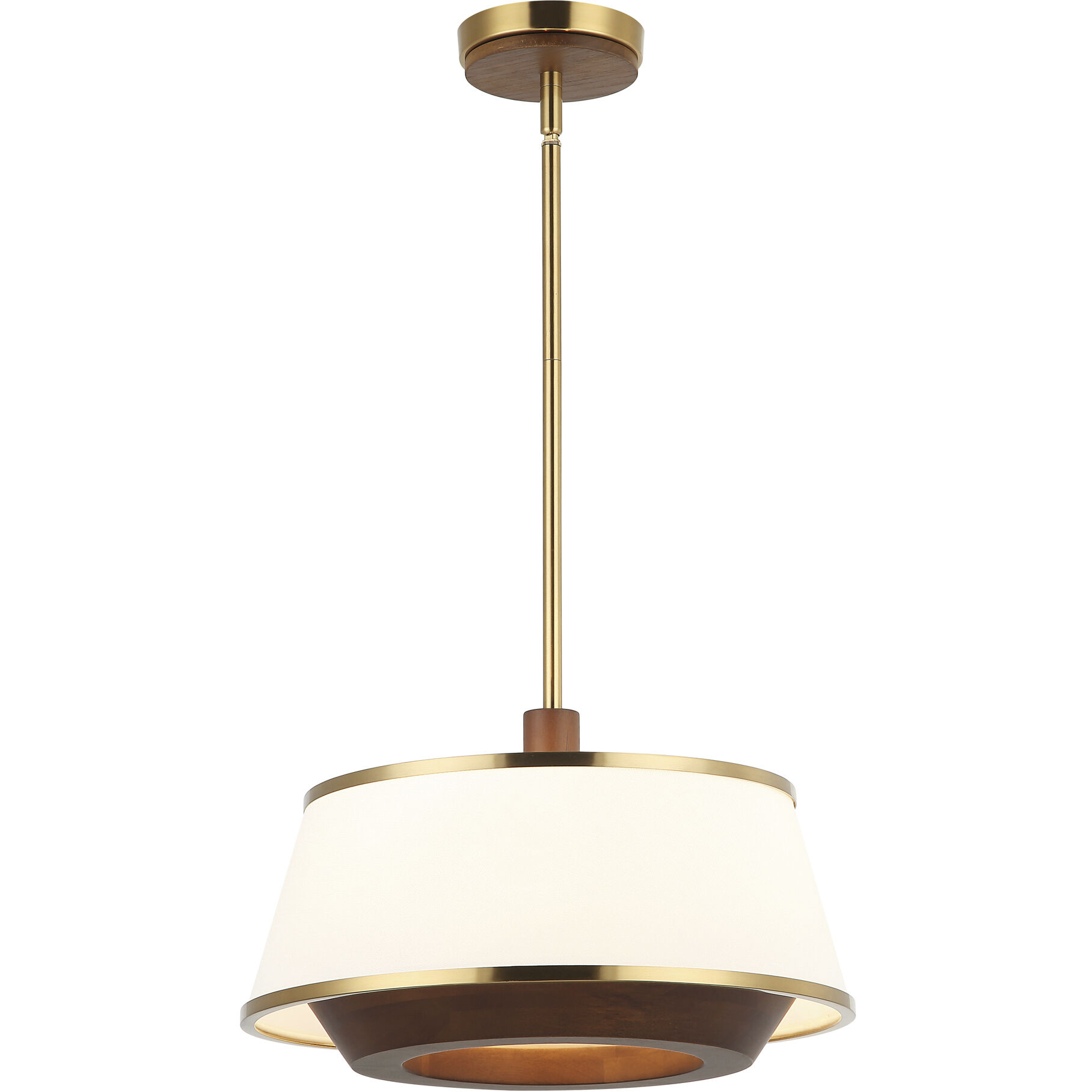 Desert Flyer 3 Light 16 inch Satin Brass with Medium Walnut Pendant Ceiling Light, Semi-Flush Convertible
