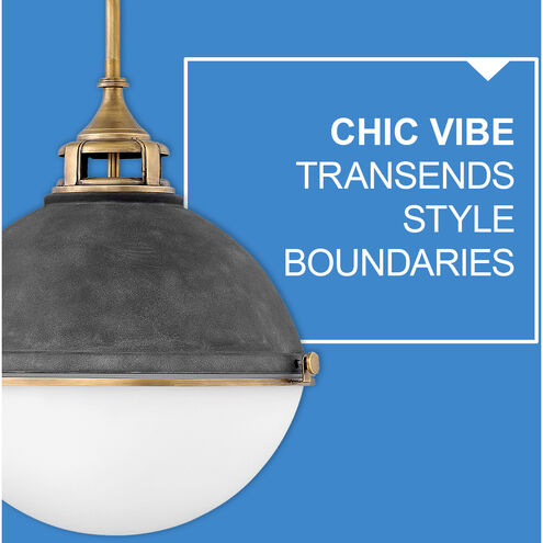 Fletcher 2 Light 13.5 inch Aged Zinc with Heritage Brass Indoor Pendant Ceiling Light