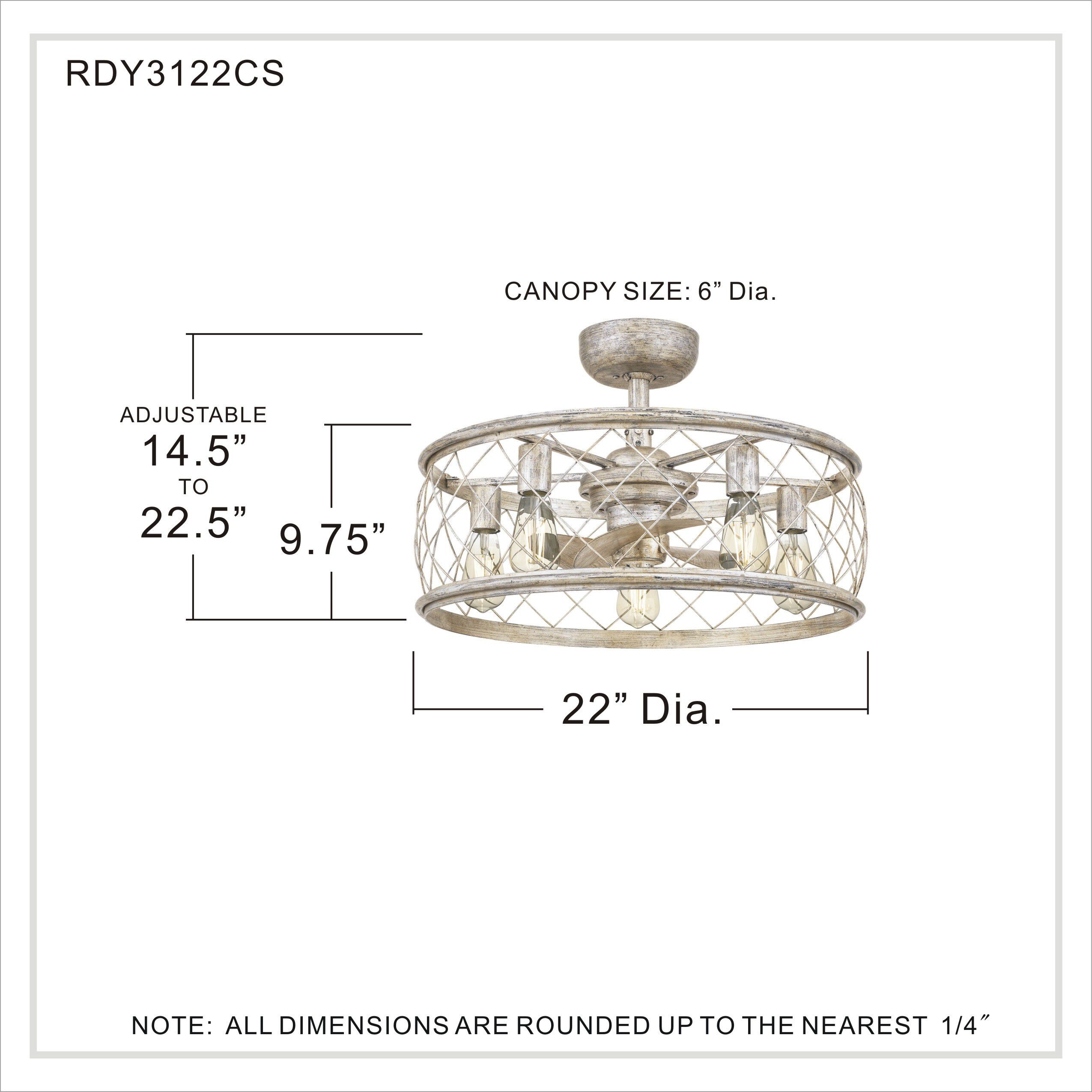 Dury 22 inch Century Silver Leaf with Silver Blades Fandelier