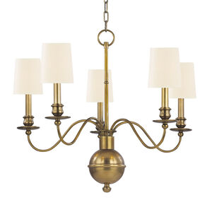 Cohasset 5 Light 26 inch Aged Brass Chandelier Ceiling Light