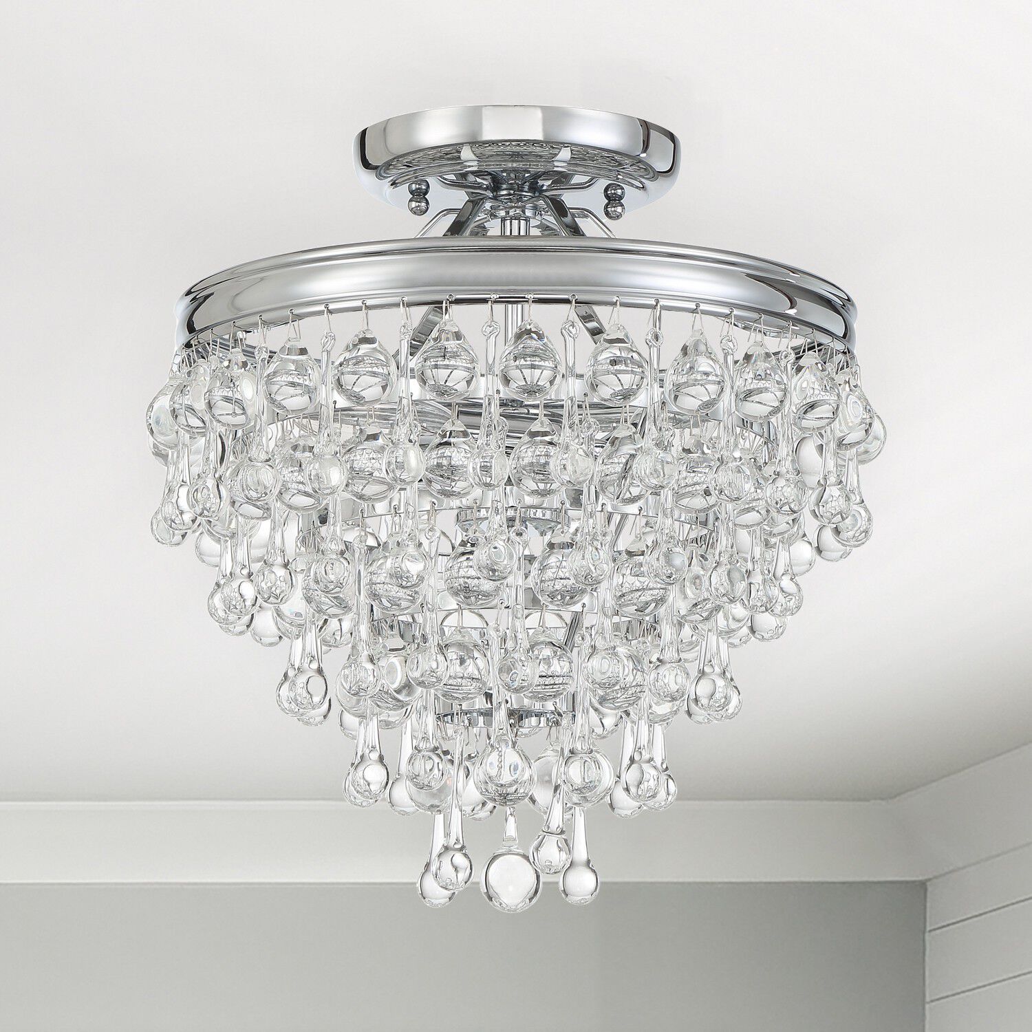 Calypso 3 Light 13 inch Polished Chrome Mini Chandelier Ceiling Light