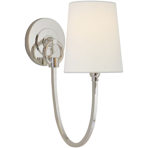 Thomas O'Brien Reed Single Sconce Wall Light in Polished Nickel, Linen