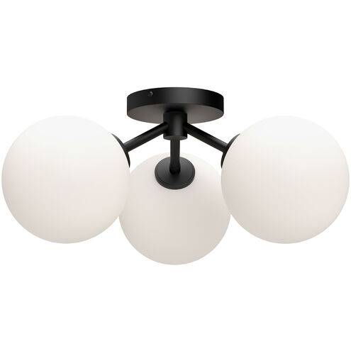 Alora Mood Cassia 3 Light 17.75 inch Matte Black Semi Flush Mount Ceiling Light in Opal Glass