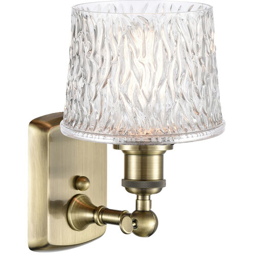 Ballston Niagra LED 7 inch Antique Brass Sconce Wall Light in Clear Glass, Ballston