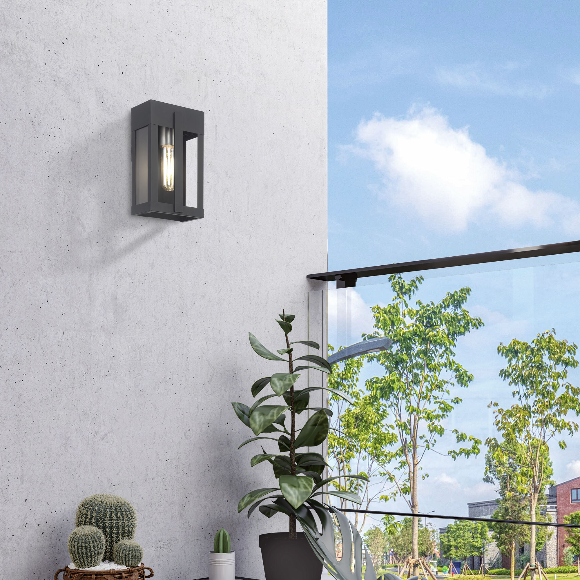 Berksford 1 Light 9 inch Black with Brushed Nickel Candles Outdoor Wall Lantern