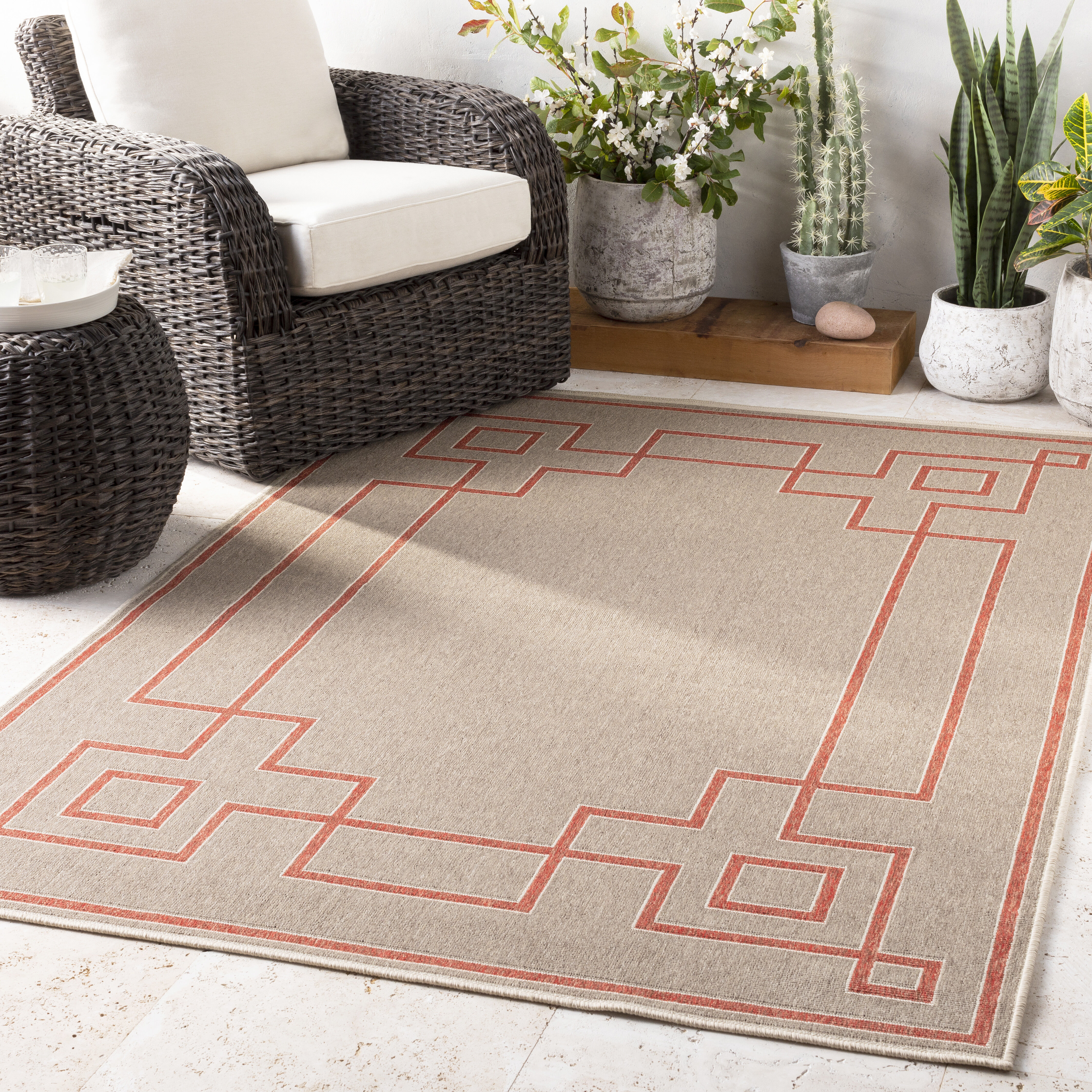 Surya ALF9633-3656 Alfresco 67 X 43 inch Brick Red Outdoor Rug in