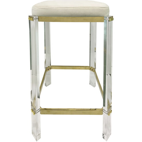 Helen 30 inch Clear and Cream and Brass Bar Stool