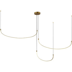 Talis 90.25 inch Black with Brushed Gold Multi Pendant Ceiling Light
