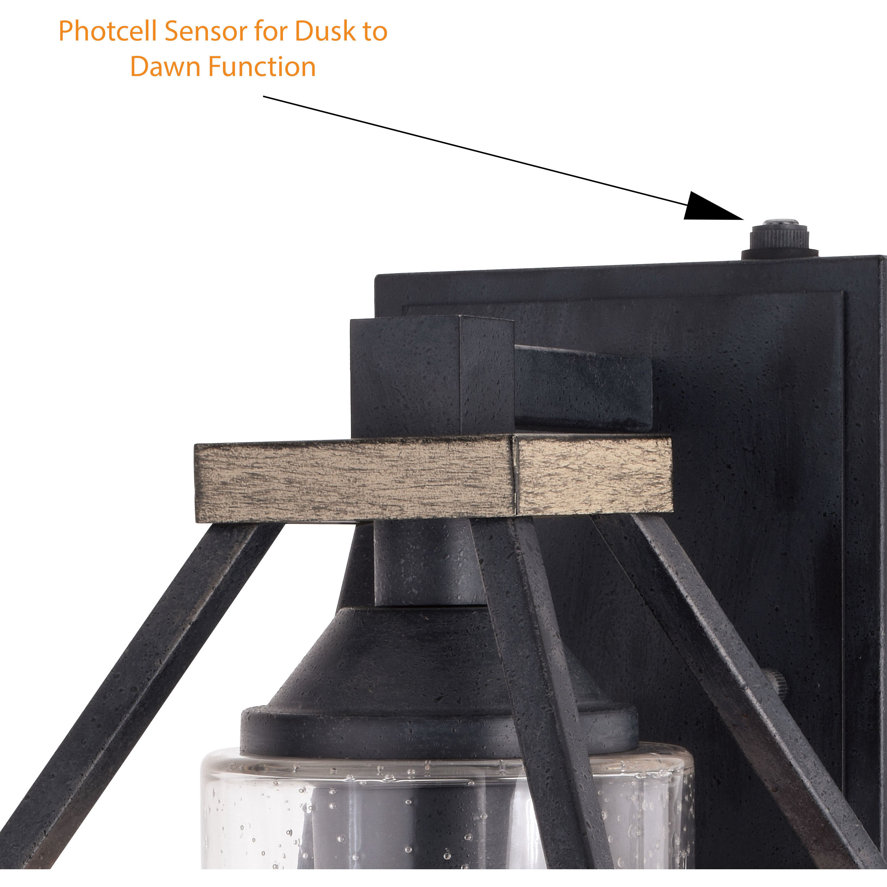 Napier LED 15 inch Forged Black and Rustic Elm Outdoor Wall