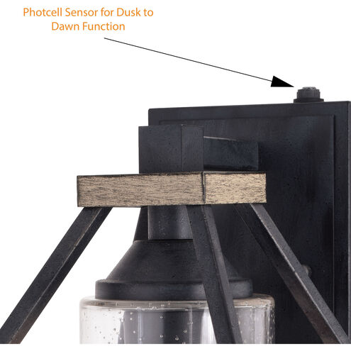 Napier LED 15 inch Forged Black and Rustic Elm Outdoor Wall