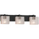 Fusion 3 Light 27 inch Matte Black Bath Bar Wall Light in Rectangle, Incandescent, Seeded Fusion