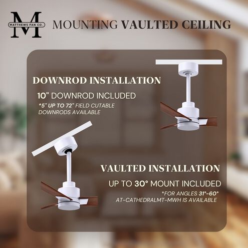 Atlas Alessandra 56 inch Matte White with Walnut Tone Blades Indoor/Outdoor Ceiling Fan