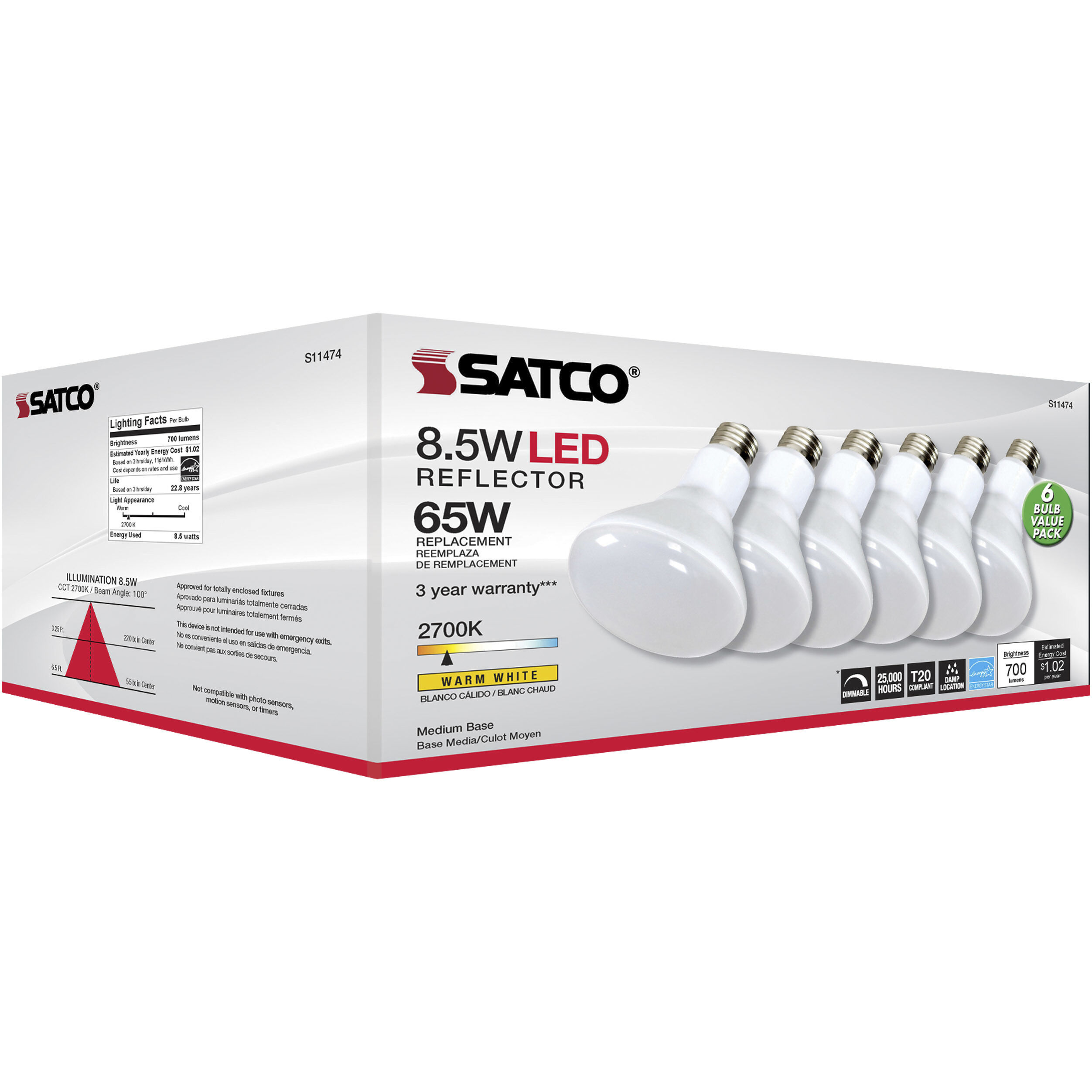 Lumos LED Medium 8.50 watt 2700K LED Bulb